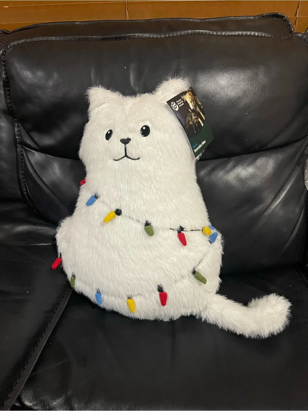 Christmas Lights Cat Pillow